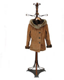 TIFFANY. S44458F. Jacket with hood (as CHELSEA-S44542FStyle). 4 Buttons Closure Jacket in Suede Napa With Fox Hood and Collar Trim.